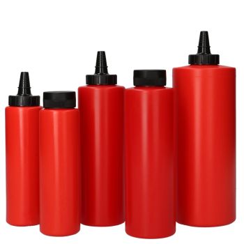 Sauce fles HDPE rood main product photo