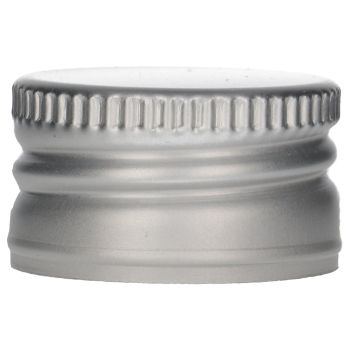 Aluminium schroefdop met een schuiminlage voor afdichting, passend op de PP28 nekdelen. main product photo