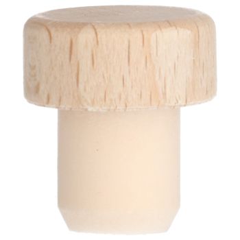 PE kurk met een Houten schijf bovenop 14mm main product photo