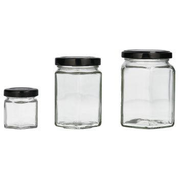 Hexagonal jar glass clear main product photo